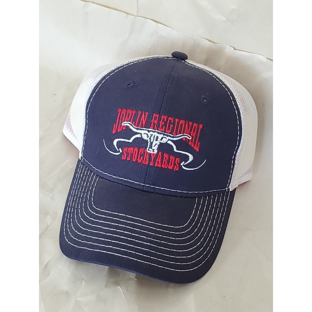 Vntg.‎ Ball Cap - Joplin Regional Stockyards - Red/Blue/White/Summer/ Canvas/MO